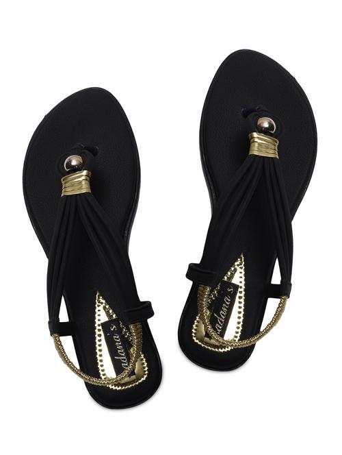 black strappy leatherette flats - 9618821 - Very Small Image - 1