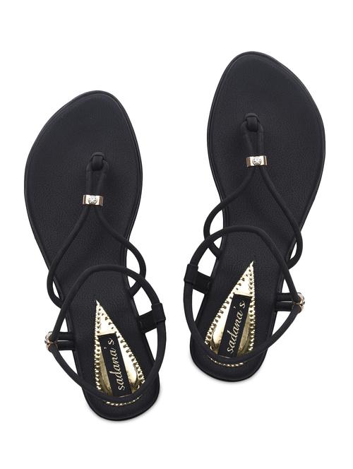 black strappy leatherette flats - 9618827 - Very Small Image - 1