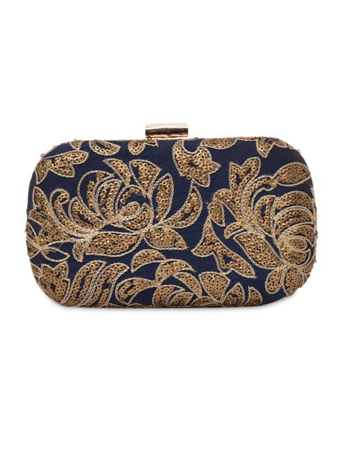 Navy blue embellished box clutch - 9619661 - Very Small Image - 1