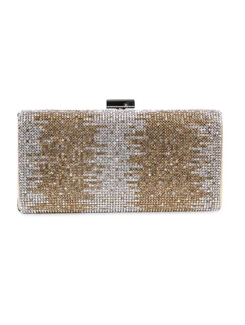 Gold and Silver Faux Leather Embellished Clutch - 9620459 - Very Small Image - 1