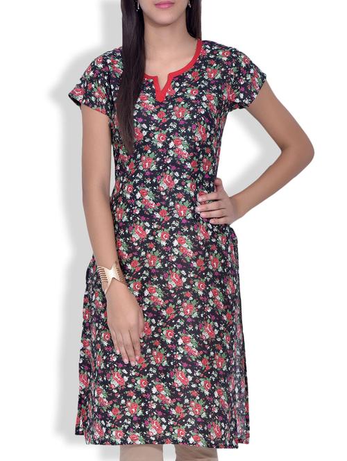 blue cotton straight kurta - 9620812 - Very Small Image - 1