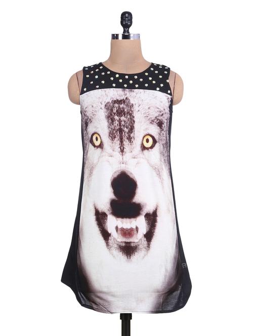 black animal printed and embellished sleeveless top - 9622179 - Very Small Image - 1
