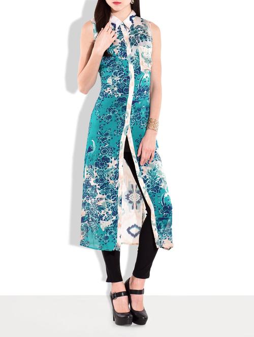 multicolored satin digital abstract printed maxi top - 9622360 - Very Small Image - 1