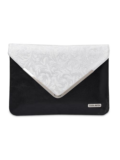 silver and black leatherette sling clutch - 9623065 - Very Small Image - 1