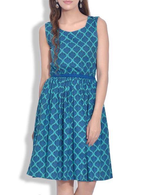blue cotton checkered dress - 9625472 - Very Small Image - 1