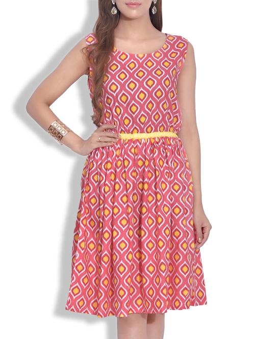 pink cotton checkered dress - 9625474 - Very Small Image - 1