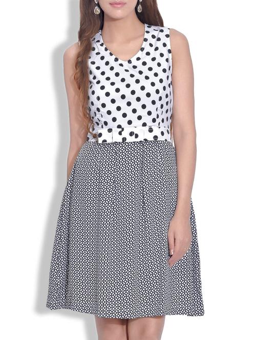 white poly crepe and viscose printed dress - 9625485 - Very Small Image - 1