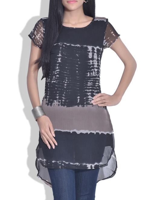 black chiffon printed tunic - 9625498 - Very Small Image - 1