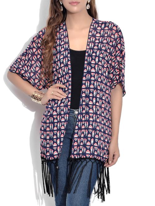 multicolored georgette printed shrug - 9625526 - Very Small Image - 1