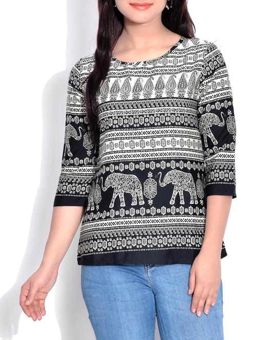 multicolored elephant printed top - 9625544 - Very Small Image - 1