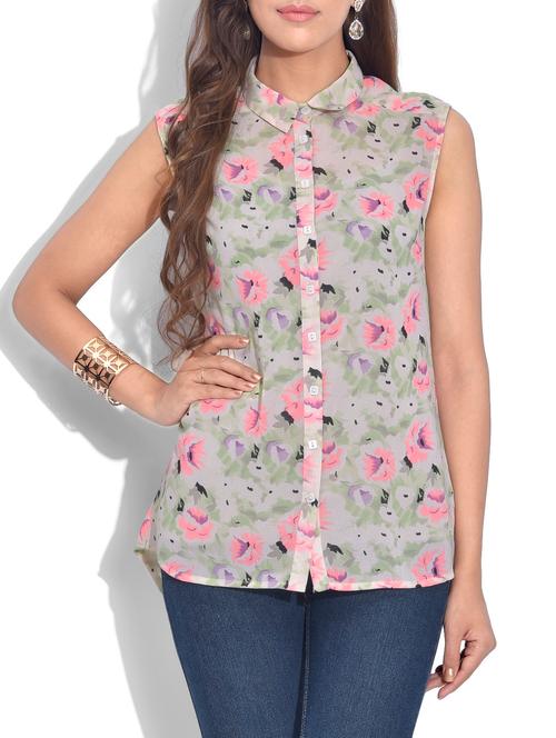 multicolored georgette printed top - 9625559 - Very Small Image - 1