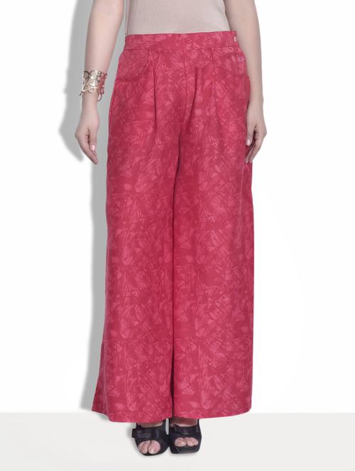 solid red polyester palazzos - 9625655 - Very Small Image - 1