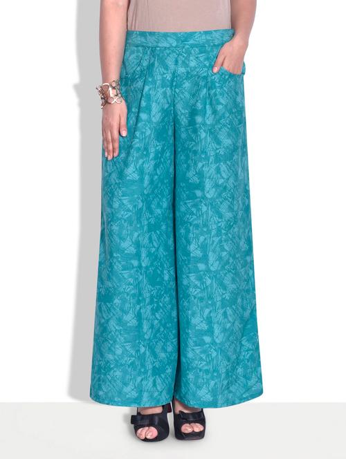 solid blue polyester palazzos - 9625657 - Very Small Image - 1