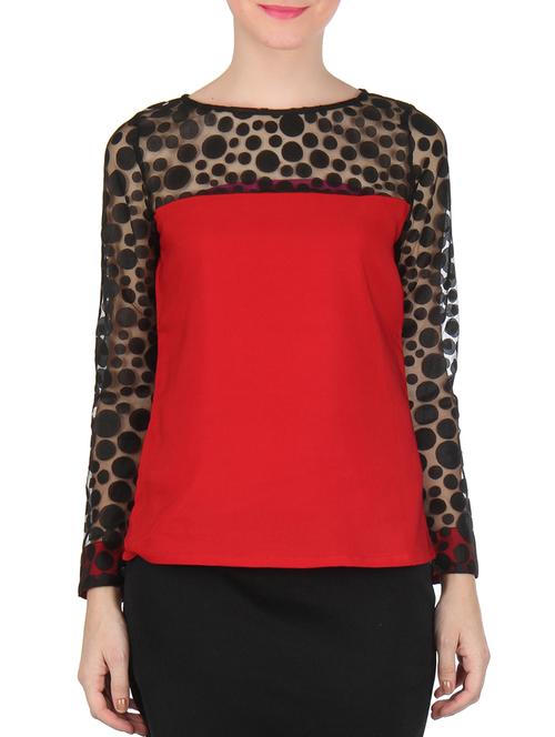 red, black polyester top - 9625664 - Very Small Image - 1