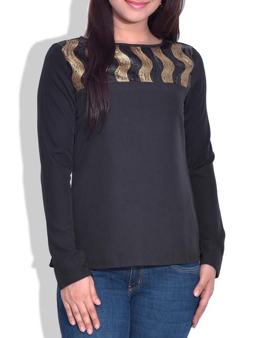 black embellished full-sleeved top - 9625665 - Very Small Image - 1