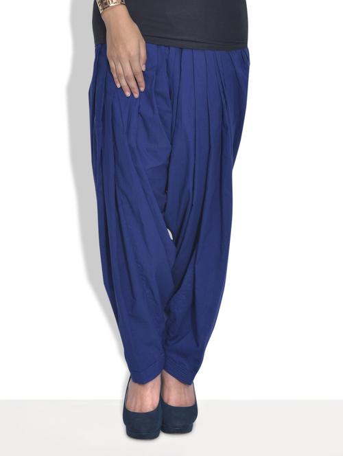 solid royal blue cotton patiala salwar - 9625748 - Very Small Image - 1
