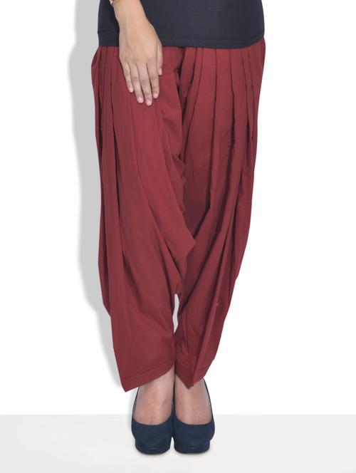 solid maroon cotton patiala salwar - 9625749 - Very Small Image - 1