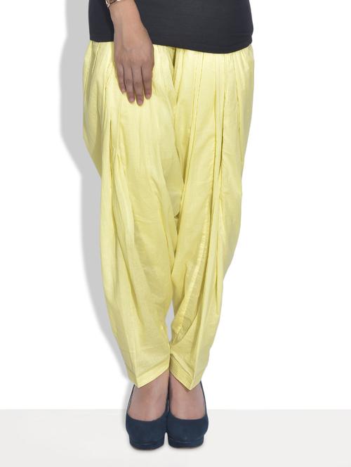 lemon yellow cotton patiala salwar - 9625750 - Very Small Image - 1