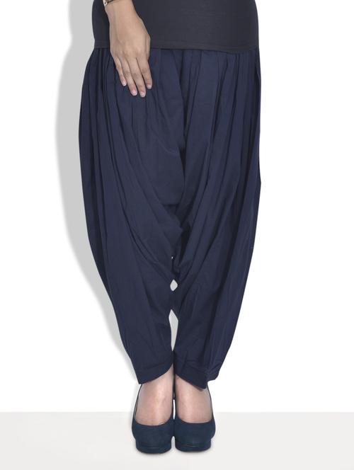 solid navy blue cotton patiala salwar - 9625757 - Very Small Image - 1