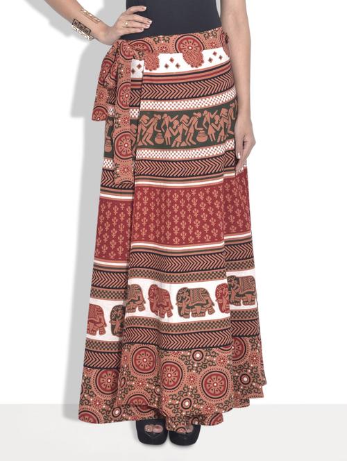 multicoloured printed cotton ethnic skirt - 9625765 - Very Small Image - 1