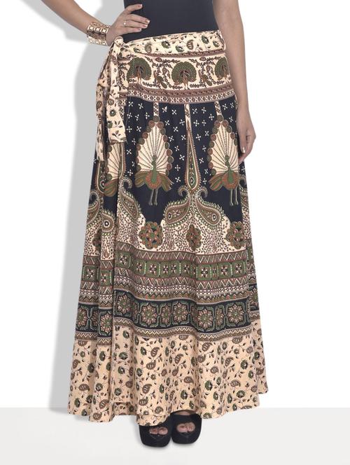 multicoloured printed cotton ethnic skirt - 9625768 - Very Small Image - 1