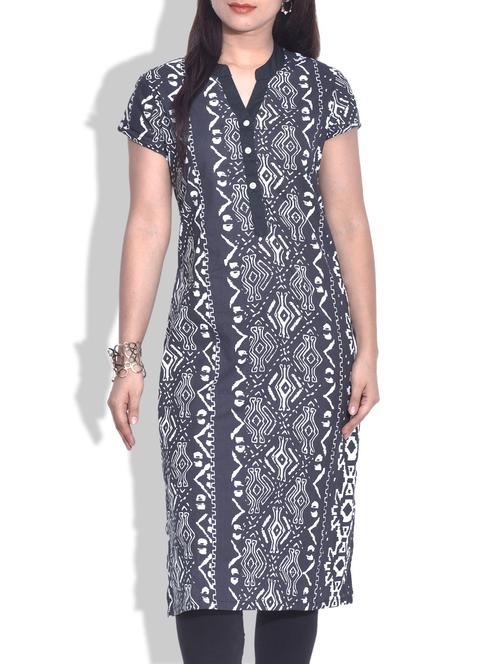 monochrome printed cotton kurta - 9625796 - Very Small Image - 1