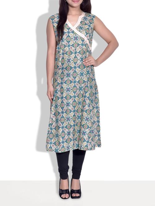 multicoloured printed cotton kurta - 9625801 - Very Small Image - 1