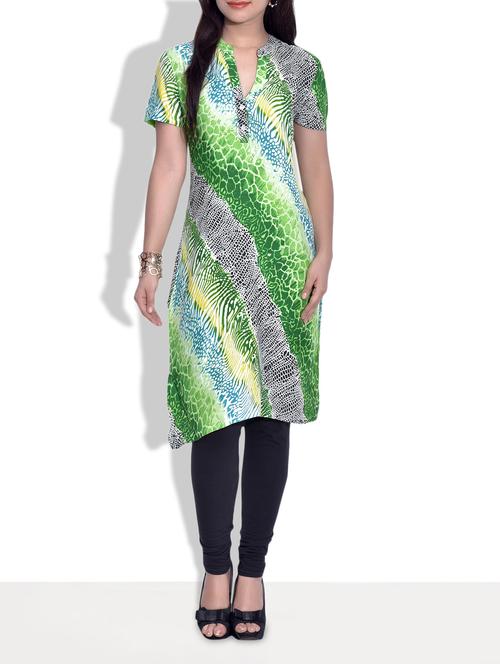 multicoloured printed rayon kurta - 9625802 - Very Small Image - 1