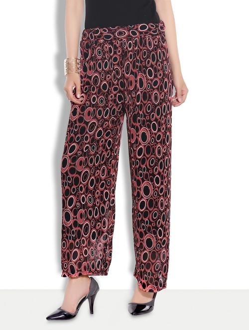 coral red poly lace palazzos - 9626603 - Very Small Image - 1
