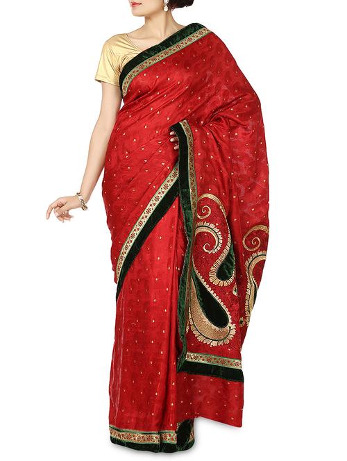 maroon colour designer saree - 9626689 - Very Small Image - 1