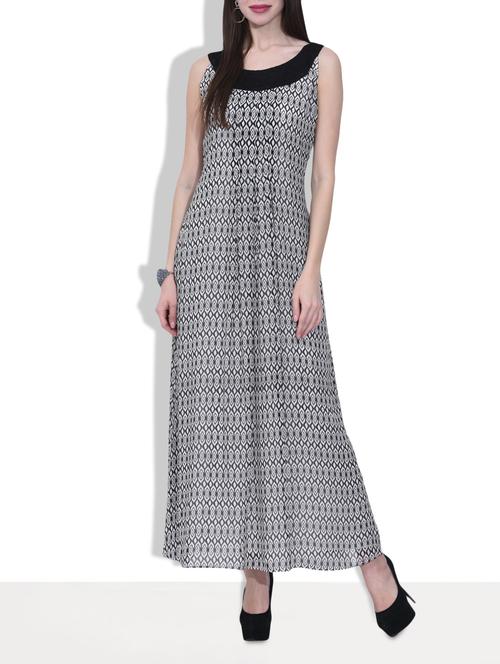 black rayon printed maxi dress - 9628895 - Very Small Image - 1