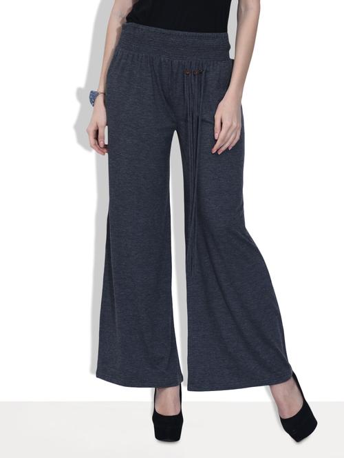 solid grey knitted polyviscose flared pants - 9628900 - Very Small Image - 1