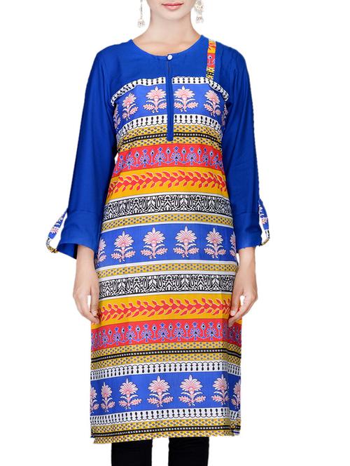 Multicolored Cotton Printed Kurta - 9629694 - Very Small Image - 1