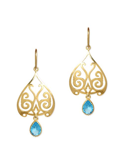 gold crystal embellished drop earrings - 9631793 - Very Small Image - 1