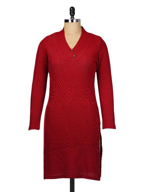 red acrylic kurta - 9631876 - Very Small Image - 1
