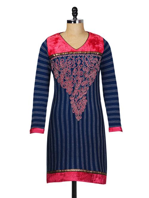 blue acrylic printed kurta - 9631882 - Very Small Image - 1