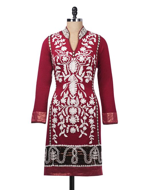 pink acrylic printed kurta - 9631900 - Very Small Image - 1