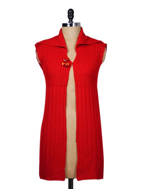 red acrylic sleeveless coat - 9631939 - Very Small Image - 1