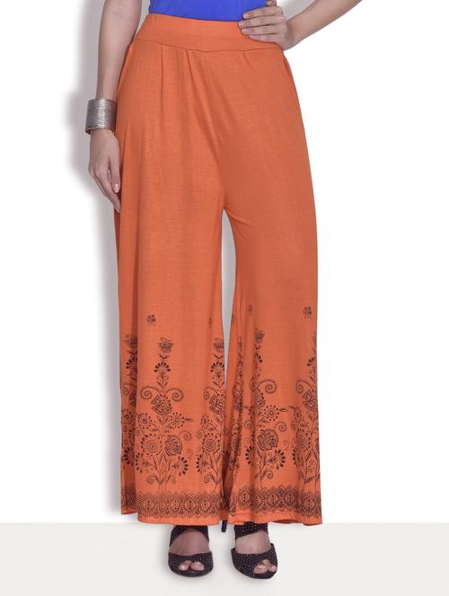 orange and black printed palazzo - 9632138 - Very Small Image - 1