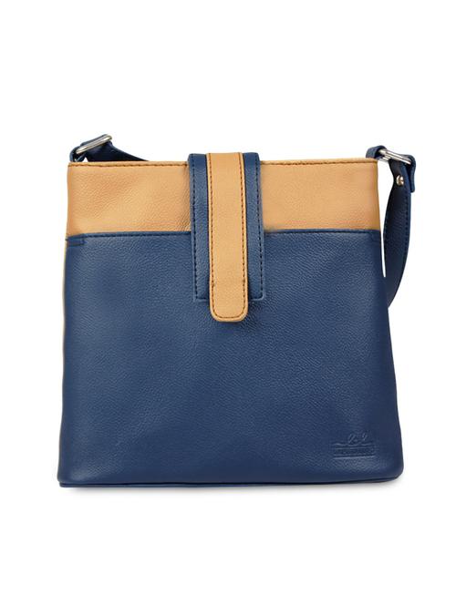 beige and blue textured faux leather sling bag - 9632887 - Very Small Image - 1