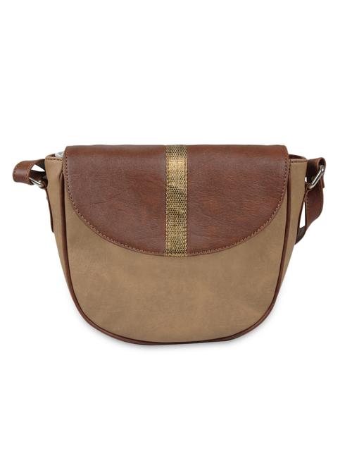 beige and brown faux leather sling bag - 9632894 - Very Small Image - 1
