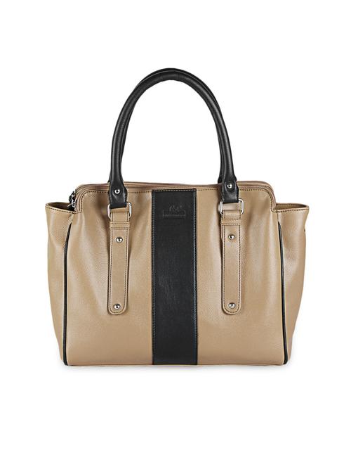 beige and black faux leather handbag - 9632895 - Very Small Image - 1