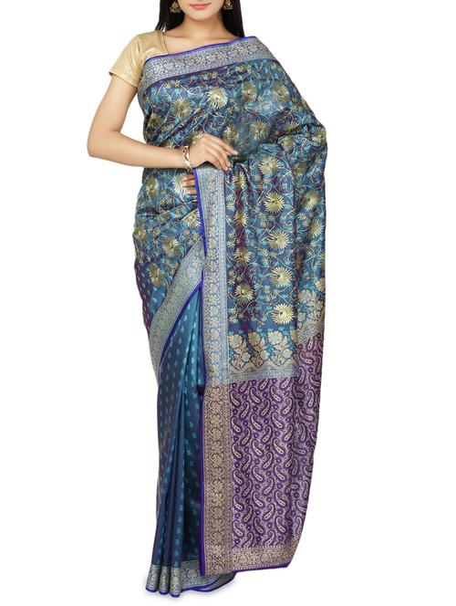 multi colour banarasi satin silk saree with resham weaving - 9633493 - Very Small Image - 1