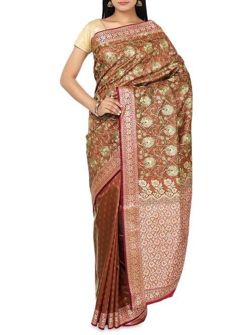 multi colour banarasi satin silk saree with resham weaving - 9633494 - Very Small Image - 1