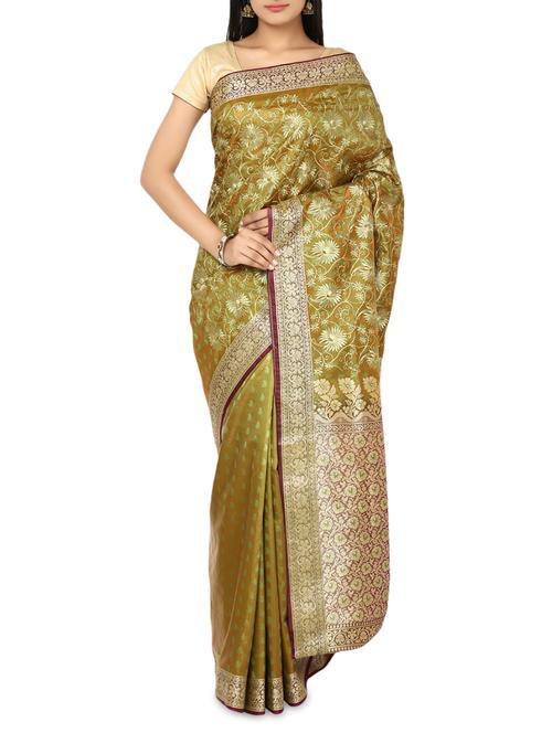 multi colour banarasi satin silk saree with resham weaving - 9633496 - Very Small Image - 1