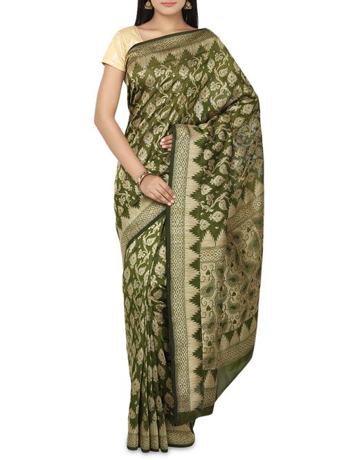 zari motifs banarasi saree with blouse - 9633499 - Very Small Image - 1
