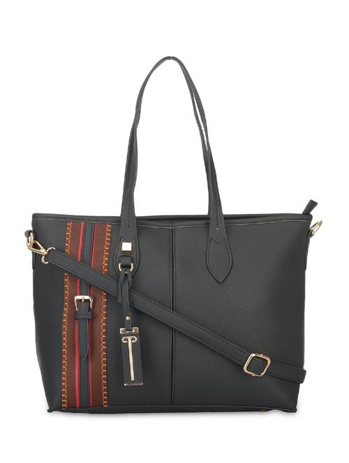 black leatherette striped handbag - 9634095 - Very Small Image - 1
