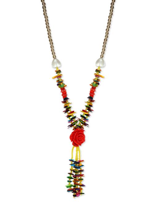multicoloured embellished long necklace - 9634193 - Very Small Image - 1