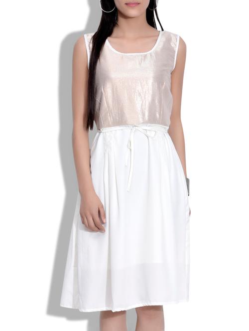 white poly crepe a line dress - 9635123 - Very Small Image - 1