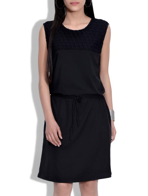 black poly crepe blouson dress - 9635143 - Very Small Image - 1